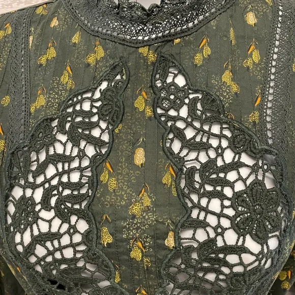 Anthropologie Farm Rio Military Cashew Crochet Shift Dress New! - Picture 6 of 10